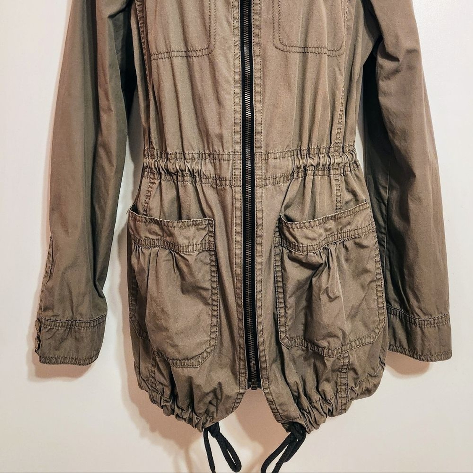 Express | Mock Neck Drawstring Zip Utility Lightw… - image 4