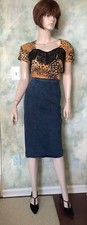 Vintage 80 s Dark Blue Denim Pencil Skirt by Gitano Express Sz. 3/4 XS