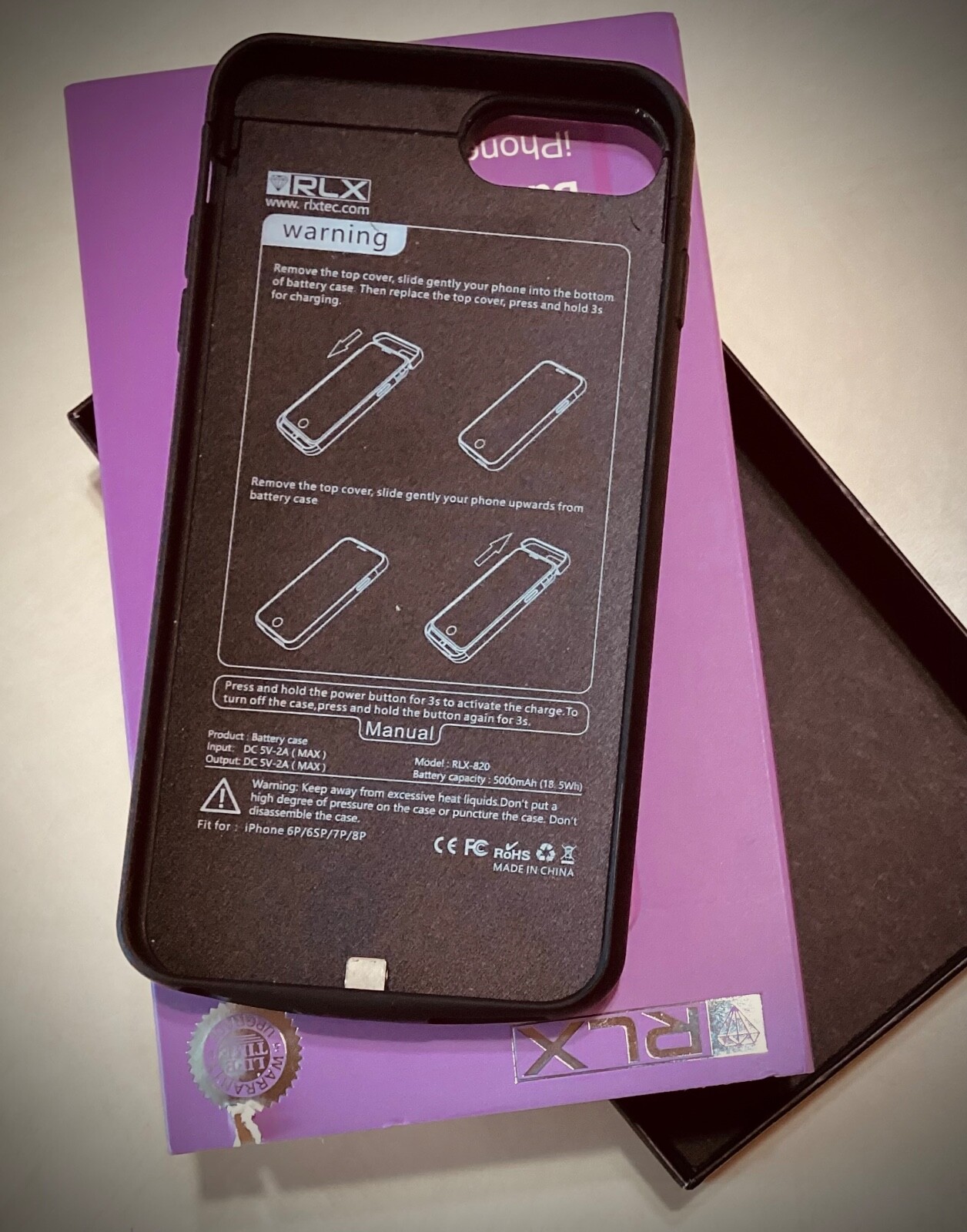 RLX Battery Case iPhone 8/7/6 Plus 5000mAh never used eBay