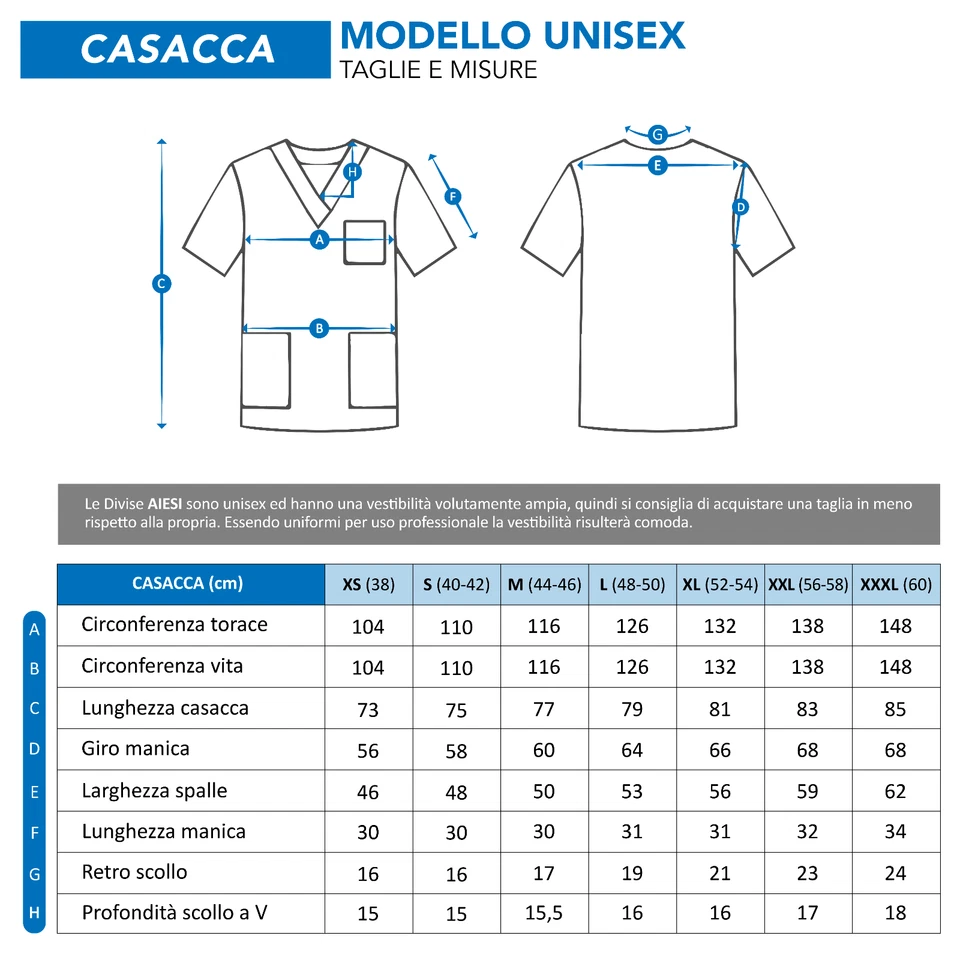 Divisa Sanitaria completa in cotone 100% scollo a V per medico infermiere oss - Immagine 2 di 4