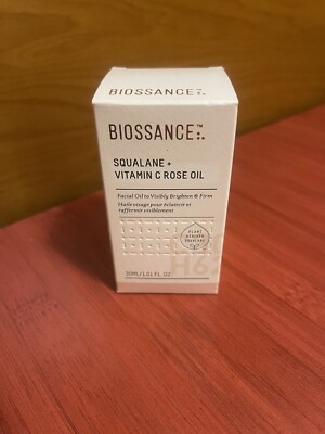 BIOSSANCE Squalane and Vitamin C Rose Oil Facial Brighten Hydrate Firm Skin 30ml