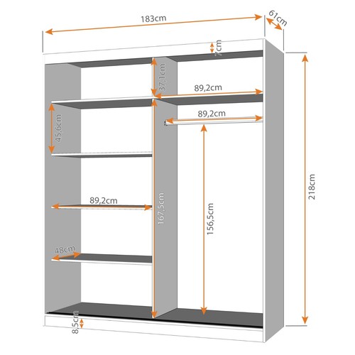 Modern Wardrobes MU 35 sliding doors with mirror perfect inside FREE DELIVERY - Picture 10 of 19