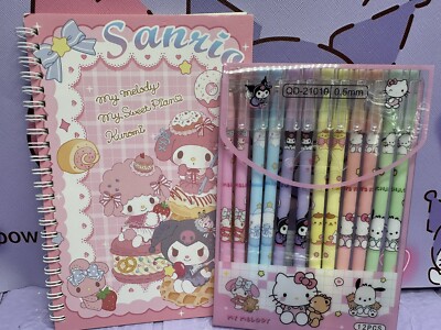 Sanrio Figuren A5 Notizbuch 12er Pack radierbare Gelstifte Konvolut Geschenk Sanrio