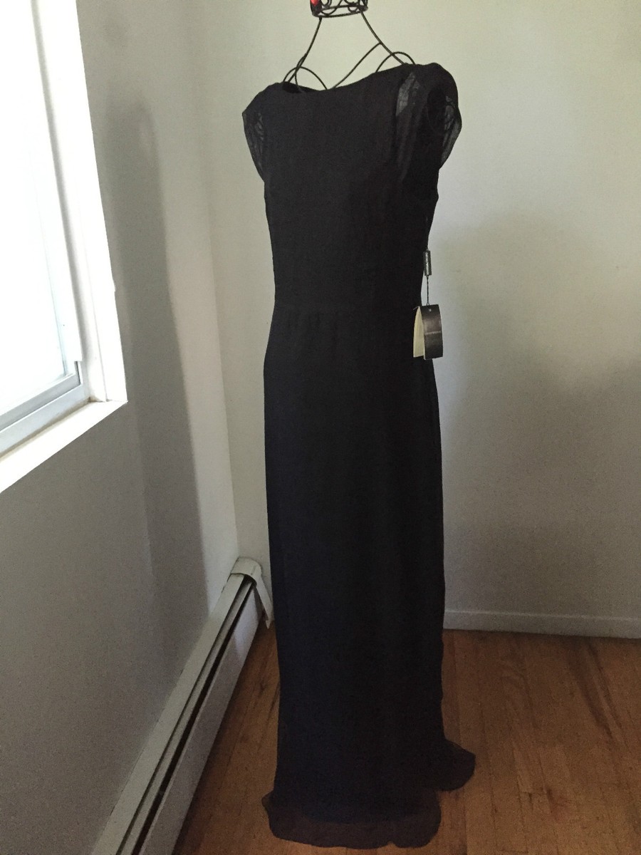 Emporio Armani Maxi SLIM FIT Pencil Dress Black Silk Size 6/42