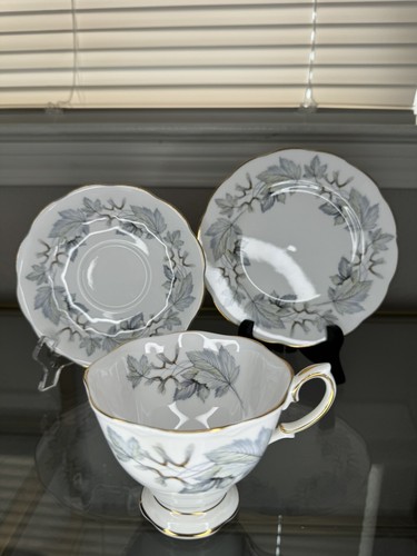 Vintage Royal Albert Silber Ahorn - Teetasse, Untertasse & Dessertteller Set - Bild 2 von 5
