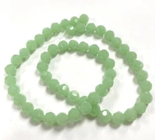 50 Vintage Czech Light Green Opal Glass Machine Cut Faceted 8mm Round Beads T422