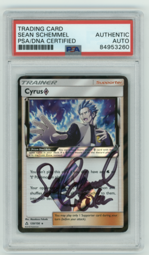 PSA Signed Sean Schemmel Pokémon TCG Cyrus Prism Ultra Prism 120/156 Holo Rare - Picture 1 of 2