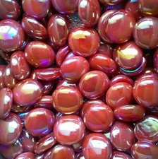 Creative Stuff Glass - 25 pcs Opal Red Irid Medium Vase Fillers Glass Gems