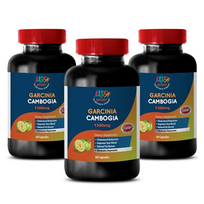 Natural Weight Loss- Garcinia Cambodia 1300mg - 60% HCA - Supplement - 3B 180Ct