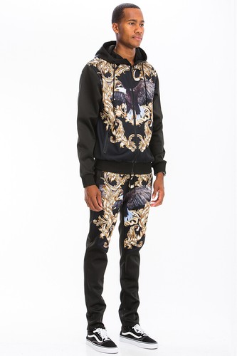 Men's Printed Track Pants Set Track Jacket Matching Set - Picture 5 of 63