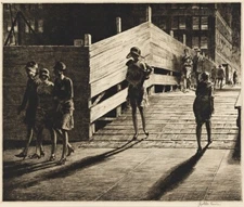 MARTIN LEWIS : Fifth Avenue Bridge : Archival Art Print