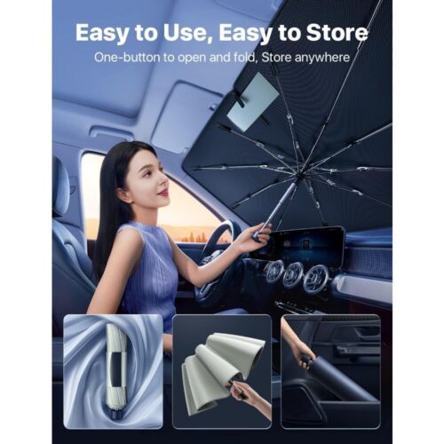 All-in-One Windshield Sun Shade – Blocks UV Rays & Heat, Protects Car Interior