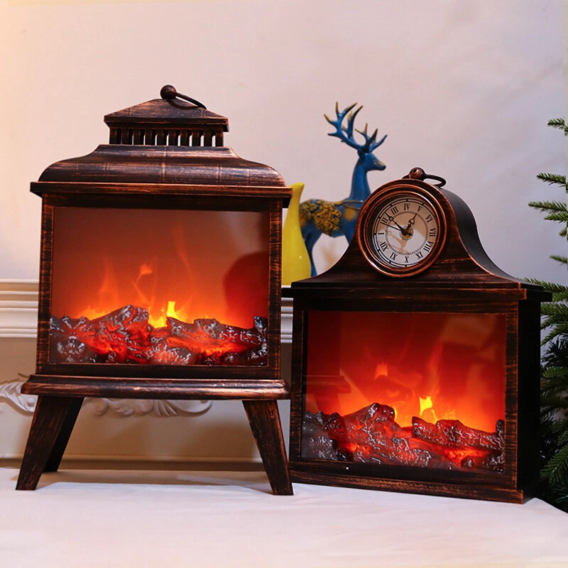 Vintage Flicker LED Log Flame Effect Firepalce Light Lamp Lantern Battery  or USB | eBay
