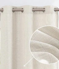 New No Pkg. Grommet Window Panels (2) Unlined 52" X 94" Slub Texture Beige
