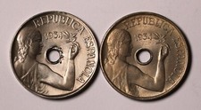 1934 Spain 25 Centimos Unc Coins KM# 751