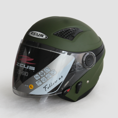 Zeus ZS610 Green Half Face Helmet Double Visor | eBay