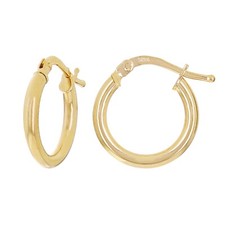 14k Yellow Gold Round Small Hollow Hoop Loop Earrings 13.6mm x 2 mm 1 gram