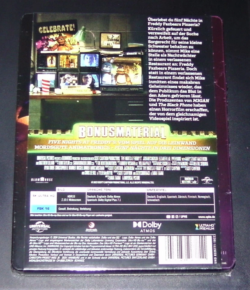 Five Nights At Freddy´S 4K blu ray Limited steelbook Fast post, New - Image 2 of 4