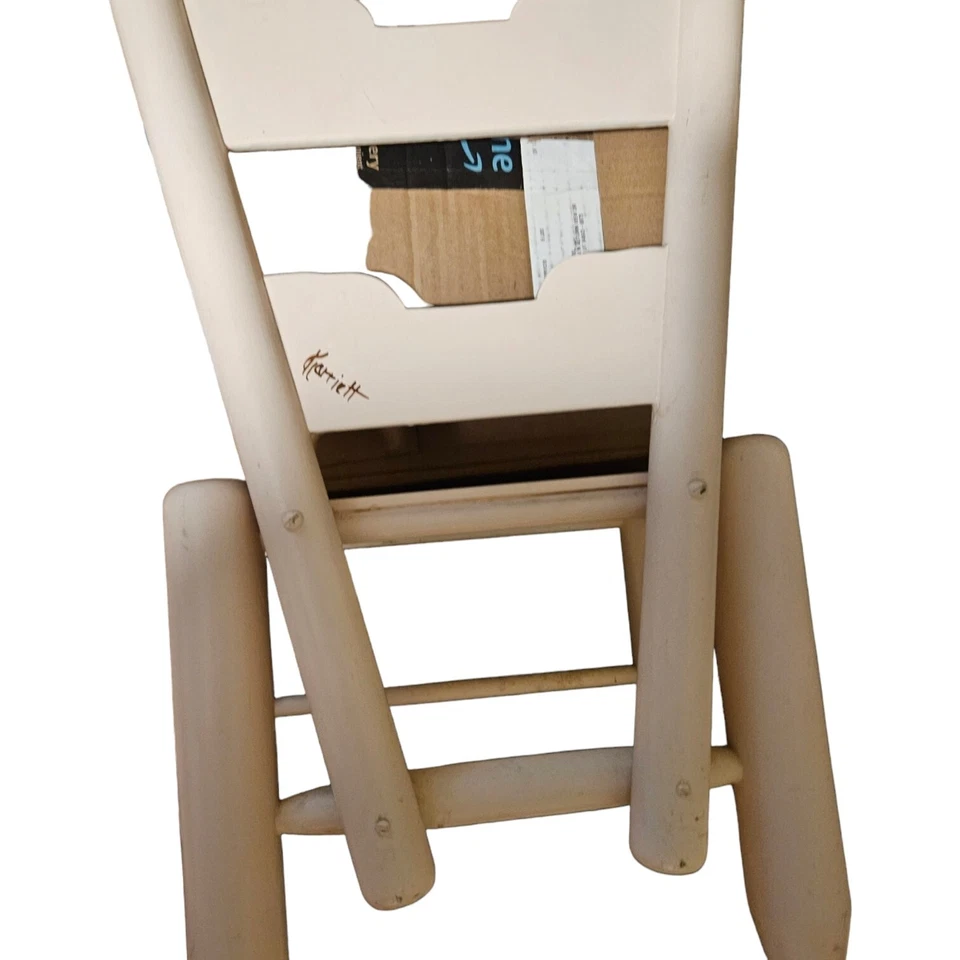 Silla rosa floral pintada a mano vintage para niños niñas firmada por Artist Post años 60 Foto 2 de 4