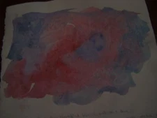 Original Watercolor By Peg Humphreys, Abstract Blues & Pinks 9.75" x11.25" 