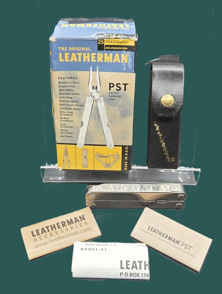 NOS (New Old Stock) original Leatherman PST — the tool that started the entire multi-tool category, still in vintage packaging from Portland, OR.