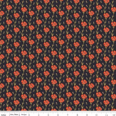 By The Yard ~ Flower Vine, Carnation Charcoal. $3.99 Ships ANY Amount Of Fabric