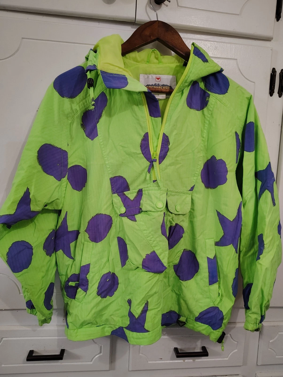 Vtg Obermeyer Hooded Zip Up Ski Windbreaker Jacket Sz Medium Allover Print
