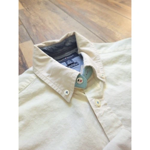 Tommy Hilfiger - Striped Colorblock Oxford Shirt - S - Cream Aqua Blue image 4