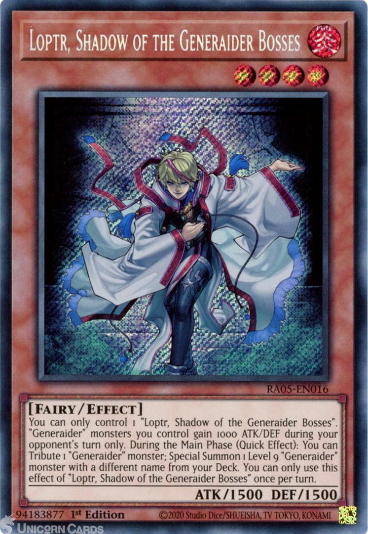 RA05-EN016 Loptr, Shadow of the Generaider Bosses : Secret Rare 1st Edition Mint