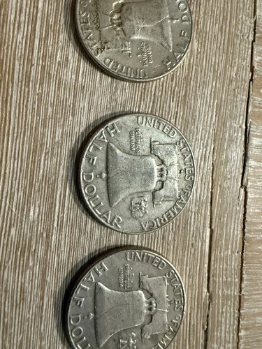 1963 Franklin Half Dollar Silver Business Strike Coin. 90% Silver x3