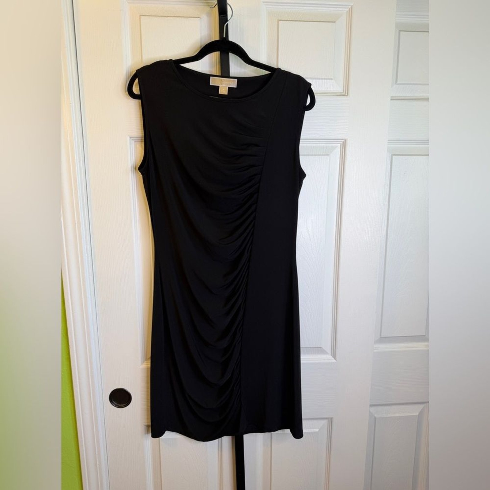 Michael Kors Black Sleeveless Ruched Dress, size Medium