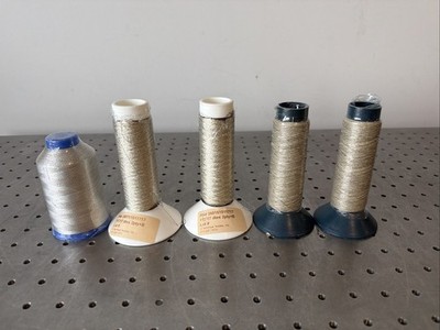 V Technical Textiles Gold + Silver Nylon Conductive Thread DTEX (Lot of 5 Rolls)