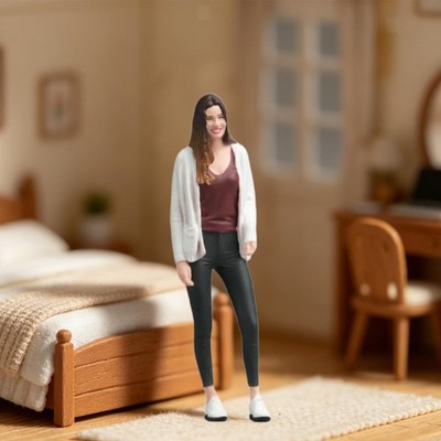1:24 Mädchen im Pullover Modell 3D Figurenmodelle für DIY Szene Micro Landschaft