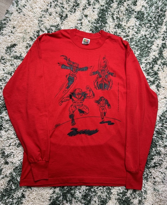 Vtg Scrap City Pack Rats Comic Cartoon Single Stitch 90’s Red Long Sleeve Shirt 