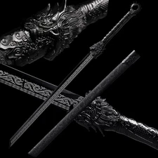 Full Tang Japanese Samurai Sword Black Dragon Ninjato 1095 Carbon Steel