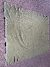 Vtg Blanket Wool Blue/Green Silk Trim 60x67 Mid-Century Warm Wrap