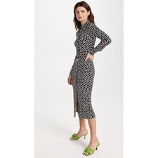 Tory Burch The Flower Jersey Knit Polo Dress Black White Shirt Dress Sz 14