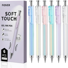 Gel Pens, 6 Pcs 0.5Mm Quick Dry Black Ink Pens, Fine Point Smooth Writing Pens,