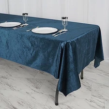 NAVY BLUE 60"x102" Premium Velvet Rectangular Tablecloth Wedding Party Linens