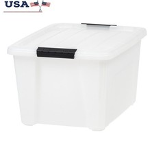 Stackable Storage Bins W/ Lids Durable Plastic Containers Easy Organizing New