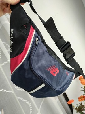New Balance Vintage Waist Bag Fanny Pack H2O Sport Messenger Reflective Navy Red