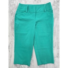 Vintage Cato Pants Womens 8 Green Mid Rise Crop Capri Chino Slim Leg Office