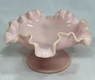 Vtg. FENTON Rose Pastel - PINK  Milk Glass Ruffled Compote Candy Dish 6.5" dia.