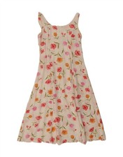 VINTAGE Womens Sleeveless Sundress UK 8 Small White Floral CE21