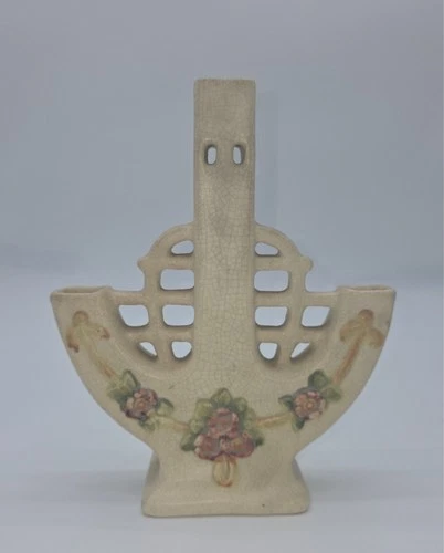 Antique Weller Pottery Roma Triple Vase 1914-1920’s Creamware