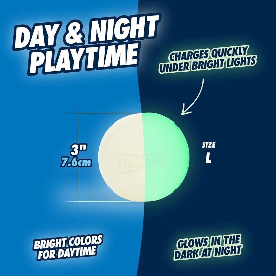 Chuckit Glow in the Dark Bouncy Ball for Dogs, Chuckit Dog Toy, Max Glow Ball... - Image 4 of 4
