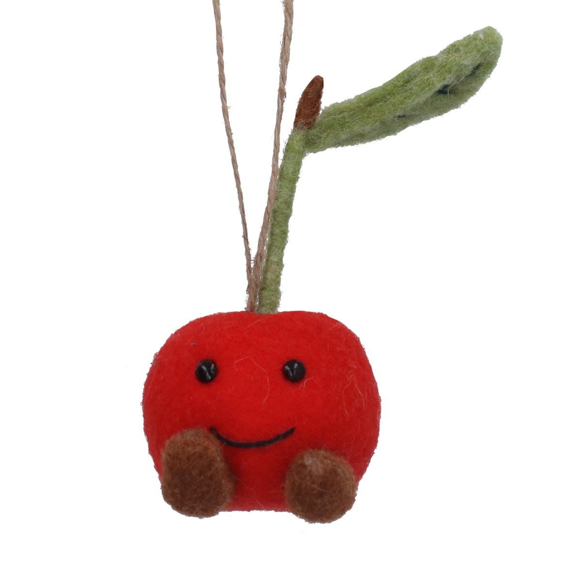 Gisela Graham Hanging Decoration Mixed Wool Cherry
