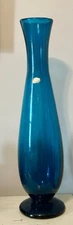 Blenko VTG-MCM Rare Wayne Husted Blue Glass 19.5" Vase (5175)