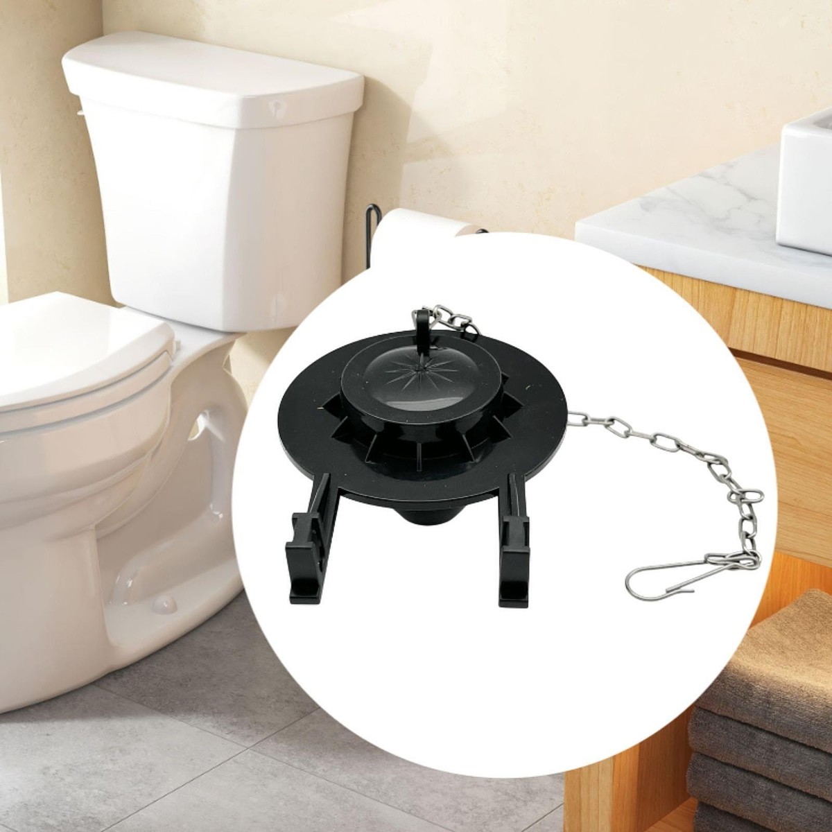 Toilet Flapper with Stainless Steel Chain Repair Part Toilet Tank