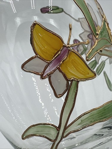 Nagel Glass Vase Hand painted Daffodils And Butterfly Made In Germany - Picture 8 of 17